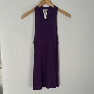 Free People Purple Ribbed Muscle Tank Top Swing Boho Indie Eggplant Plum Medium